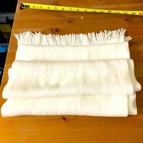 Calvin Klein 100% acrylic winter, white scarf,  12” wide by 72” long - Picture 3 of 6